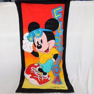 VTG 90s Sherry Inc Disney Cool Mickey Mouse Florida Beach Towel 31" x 58"